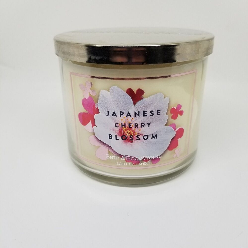 Bath & Body Works Japanese Cherry Blossom 3 Wick 14.5 Ounce Candle ( New )